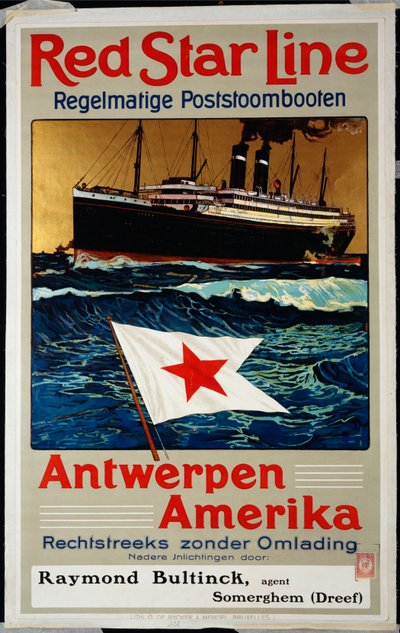 Red Star Line, Antwerpen Amerika, 1899 körül alkotó: Belgian School
