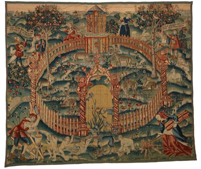 Gobelin, Park au Cerfs, készült Tournaiban, Belgiumban, 1500 körül (gyapjú) alkotó: Belgian School