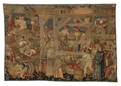 Borpréselőket ábrázoló kárpit, Tournai, 1460-70 körül (gyapjú) alkotó: Belgian School