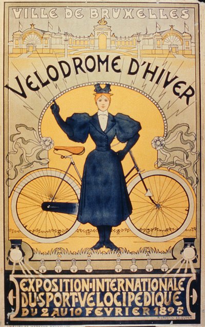 Téli kerékpárversenypálya, Velocipede Sports Nemzetközi Kiállítás Brüsszel, 1895. február 2-10. alkotó: Belgian School