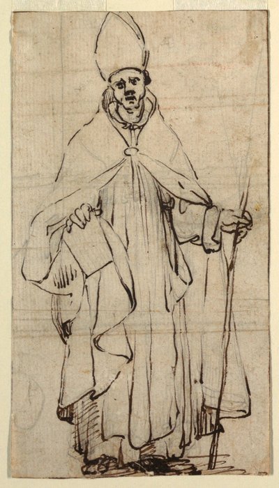 Rajz, Álló püspök, 1620 körüli évek alkotó: Belisario Corenzio
