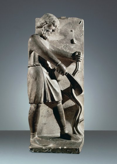 December, a hónapok ciklusának szobra, a pármai keresztelőkápolna alkotó: Benedetto Antelami