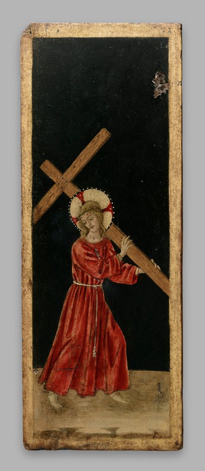 A keresztet hordozó Krisztus; Krisztus a megváltó; a keresztre feszítés alkotó: Benedetto Bonfigli