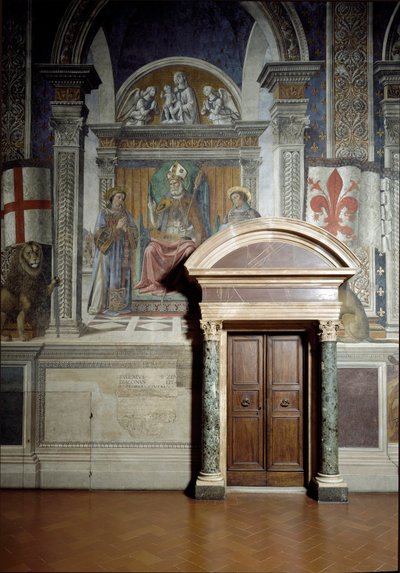 Szent Zanobius, Szent Lőrinc és Szent István (Liliomok csarnoka) (freskó alkotó: Benedetto da Maiano
