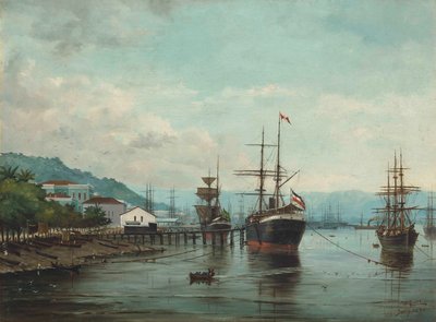 Benedito Calixto - Santos kikötője, SP (balra látható), 1890 alkotó: Benedito Calixto