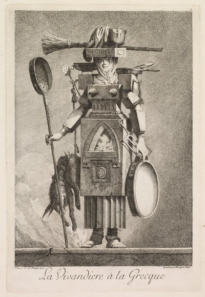 Masquerade à la Grecque: La Vivandière à la Grecque 2. tábla, 1771. alkotó: Benigno Bossi