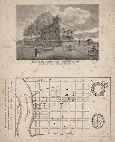 Friends Old Meeting House, Wilmington, Delaware, litho by P.S. Duval, 1845 alkotó: Benjamin Ferris