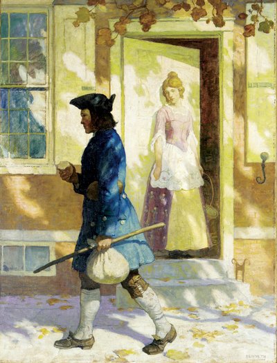"Benjamin Franklin (1706-1790) megérkezése fiatalemberként Philadelphiába, hogy munkát keressen" Newell Convers (NC) Wyeth (1882-1945) festménye Magántulajdonú gyűjtemény alkotó: Benjamin Franklin