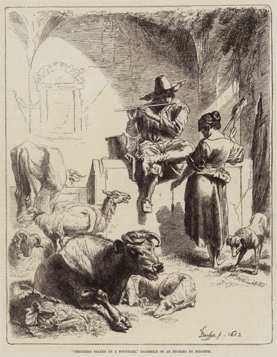 Pásztor egy szökőkútnál ül alkotó: Benjamin Herring