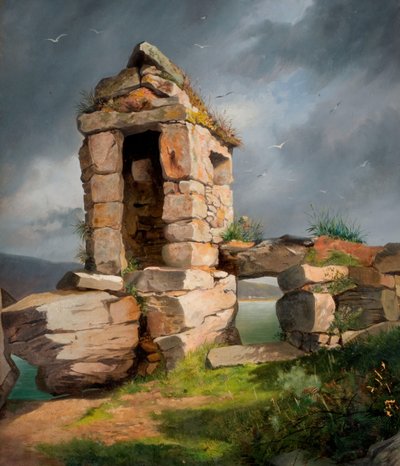 Romok, Szent Mihály-hegy, Cornwall, 1858. alkotó: Benjamin Johnson