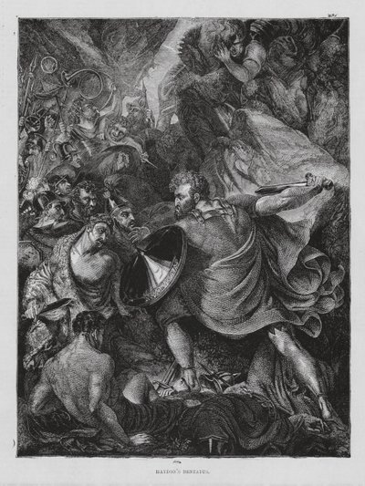 L S Dentatus meggyilkolása (metszet) alkotó: Benjamin Robert (after) Haydon