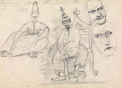 Tanulmány két ülő férfiról hagyományos viseletben alkotó: Benjamin Robert Haydon