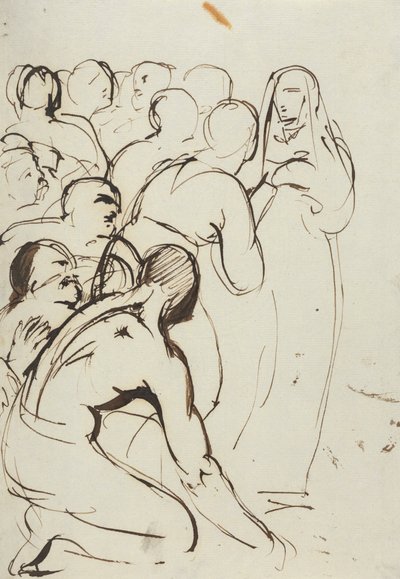 Egy figuracsoport tanulmányozása, térdelés és állás alkotó: Benjamin Robert Haydon
