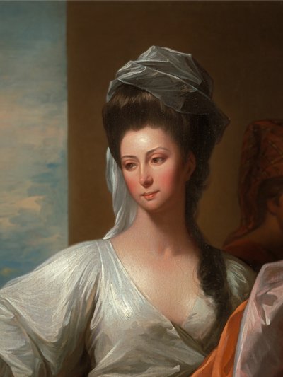 Izsák szolgája köti a karkötőt Rebeka karjára. alkotó: Benjamin West