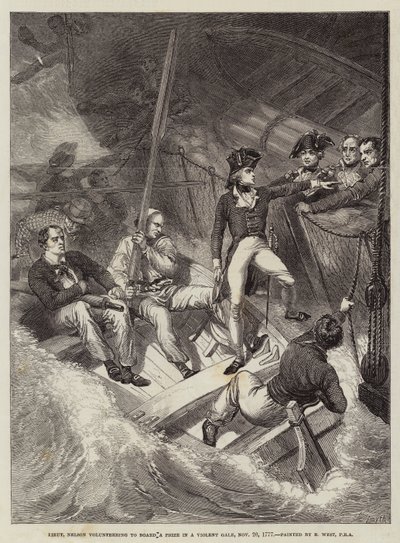 Nelson hadnagy önként jelentkezik egy díjra egy erőszakos lövöldözésben, 1777. november 20. alkotó: Benjamin West