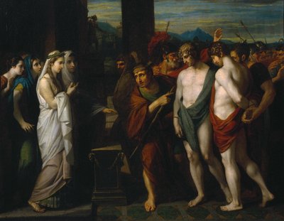 Pylades és Oresztész, mint áldozatok Iphigénia elé állítva alkotó: Benjamin West