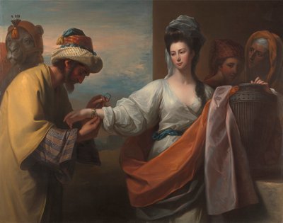 Rebecca átveszi a karkötőt a kútnál alkotó: Benjamin West