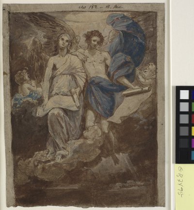 Tanulmány a Pásztoroknak megjelenő angyalok festményéhez, 1774 alkotó: Benjamin West