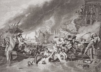 A La Hogue-i csata, A francia flotta megsemmisítése, 1692. május 22., Az angol és skót történelem illusztrációiból, II. alkotó: Benjamin West