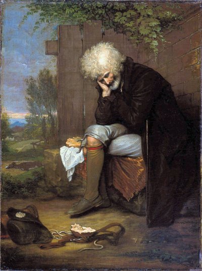 A zarándok, aki elhunyt szamárját gyászolja alkotó: Benjamin West