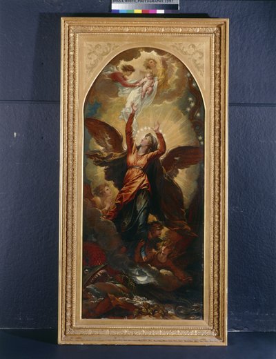 A napba öltözött asszony menekül a sárkány üldözése elől alkotó: Benjamin West