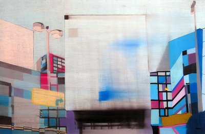 Downtown L.A. through car window, 2003 (olaj, 2 egymás melletti vászon) alkotó: Benoit Erwann Boucherot