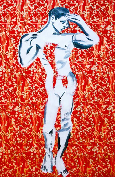 Masculin 1, 2020 (akril, szitanyomású japán papírra) alkotó: Benoit Erwann Boucherot