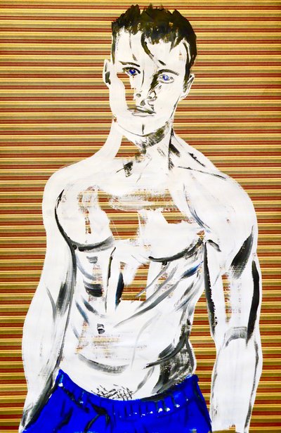 Masculin japonais 7, 2020 (akril, szitanyomású japán papírra) alkotó: Benoit Erwann Boucherot