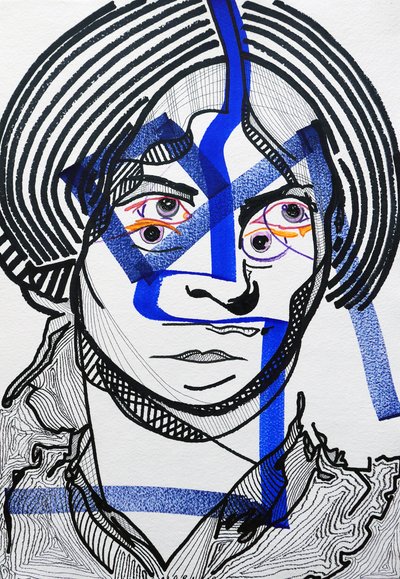 Surportrait : Charlotte Brontë, 2019 (akril, papír) alkotó: Benoit Erwann Boucherot