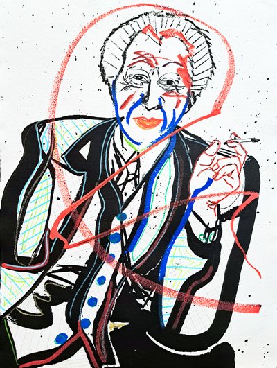 Surportrait : Frank Lloyd Wright, 2022 (akril, papír) alkotó: Benoit Erwann Boucherot