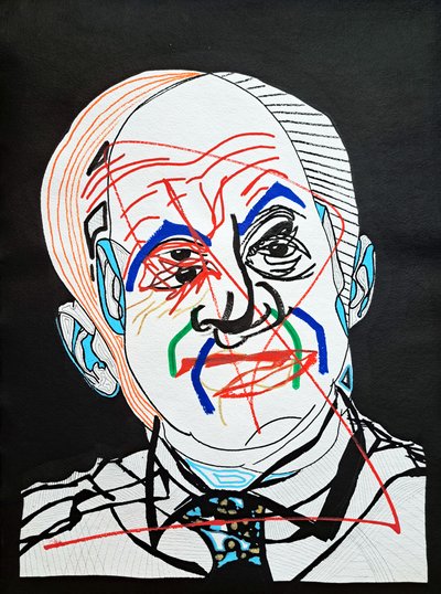 Surportrait : Oscar Niemeyer, 2022 (akril, papír) alkotó: Benoit Erwann Boucherot