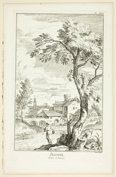Tervezés: Landscape Study, az Encyclopédie-ből alkotó: Benoit Louis Prevost