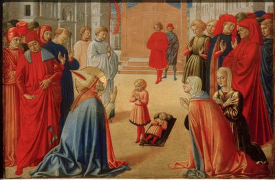 Szent Zenobius egy halott fiút támaszt fel alkotó: Benozzo Gozzoli