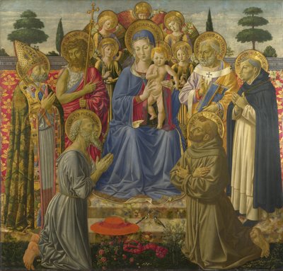 Az angyalok és szentek között trónoló Szűz és Gyermek, 1460-as évek alkotó: Benozzo Gozzoli
