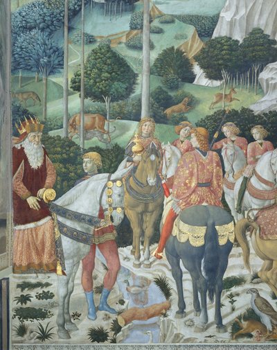 Giuseppe, Konstantinápoly pátriárkája, mint a Háromkirályok egyike, részlet a kápolnában lévő Bölcsek utazása ciklusból, 1460 körül (freskó). alkotó: Benozzo di Lese di Sandro Gozzoli