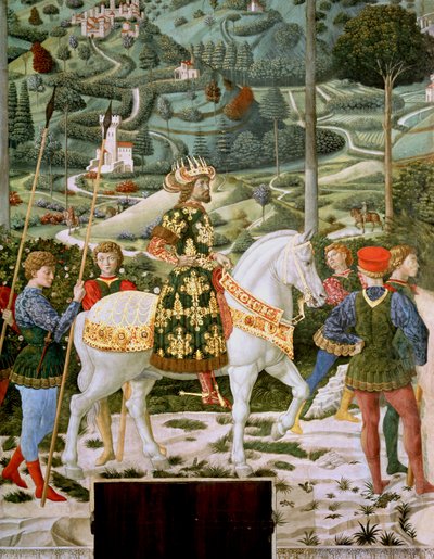 VII. Paleologus János (1391-1448), kelet-római császár, mint a három királyok egyike, részlet a Mágusok utazása ciklusból a kápolnában, 1460 körül alkotó: Benozzo di Lese di Sandro Gozzoli