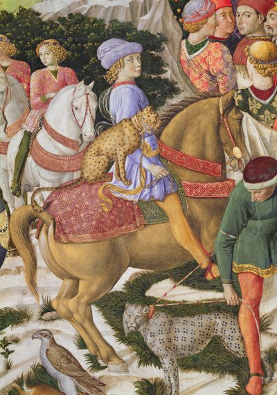 Giuliano deMedici portréja 1453-78, részlet a Mágusok utazása ciklusból a kápolnában, 1460 körüli freskórészlet a 70601-ből alkotó: Benozzo di Lese di Sandro Gozzoli