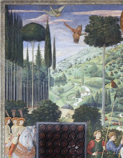 Balthasar mint VIII. János paleológus körmenete, részlet a Bölcsek utazása ciklusból a kápolnában, 1460 körül (freskó) alkotó: Benozzo di Lese di Sandro Gozzoli