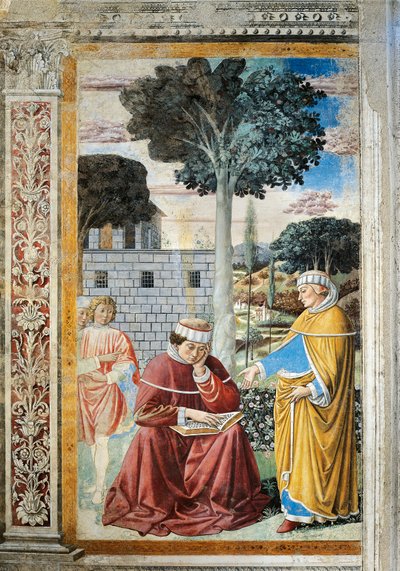 Szent Ágostino Szent Pál leveleit olvassa, részlet a Szent Ágoston történeteiből alkotó: Benozzo di Lese di Sandro Gozzoli