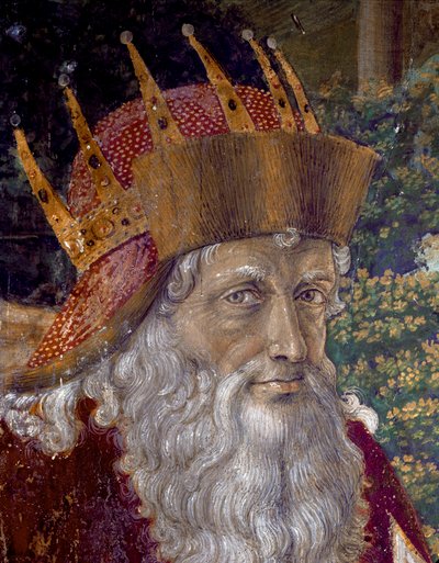 A mágusok utazása. A jeruzsálemi mágusok kortége egy betlehemi „Viaggio dei Magi” vagy olaszul „Cavalcata dei Magi” néven. Részlet József konstantinápolyi pátriárkáról 1261 és 1276 között. A Mágusok kápolnájának freskója, Benozzo di alkotó: Benozzo di Lese di Sandro Gozzoli
