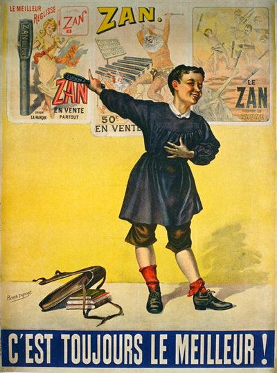 „Zan” édesgyökér reklámplakát alkotó: Bensa Dupont