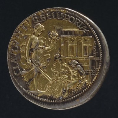 Allegorikus alakot ábrázoló érem, 1533 (18062 hátoldala) (a verset lásd: 119186) alkotó: Benvenuto Cellini