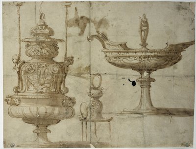 Tanulmány ezüst edényekhez (rajz alkotó: Benvenuto Cellini