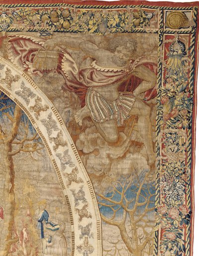 December hónapot ábrázoló brüsszeli allegorikus kárpit a „The Medallion Months” című művéből, 1525 körül alkotó: Bernard van Orley