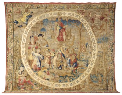 December hónapot ábrázoló brüsszeli allegorikus kárpit a „The Medallion Months” című művéből, 1525 körül alkotó: Bernard van Orley