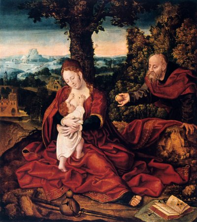 A pihenés az egyiptomi repülésben, 16. század. alkotó: Bernard van Orley