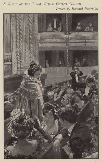 Egy éjszaka a Royal Operában, Covent Garden, London (litho) alkotó: Bernard (after) Partridge