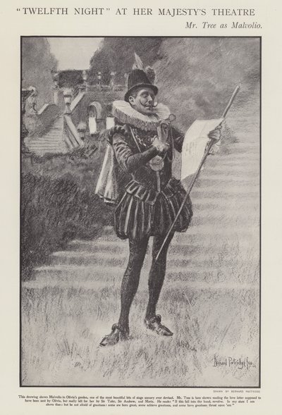Herbert Beerbohm Tree Malvolio szerepében Shakespeare Tizenkettedik éjszakája című produkcióban a londoni Her Majesty