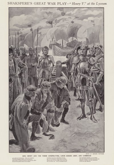 Jelenet Shakespeare Henry V című produkciójából a londoni Lyceum Theatre-ben (litho) alkotó: Bernard (after) Partridge