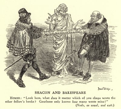 Shacon és Bakespeare – Shakespeare szerzősége (metszet) alkotó: Bernard (after) Partridge